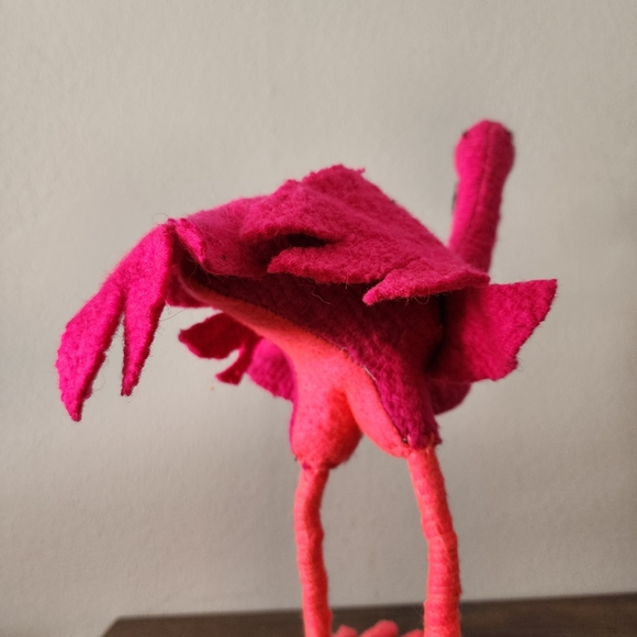 Handmade Stuffed Natural Pink Wool Flamingo - Picture 6 of 8